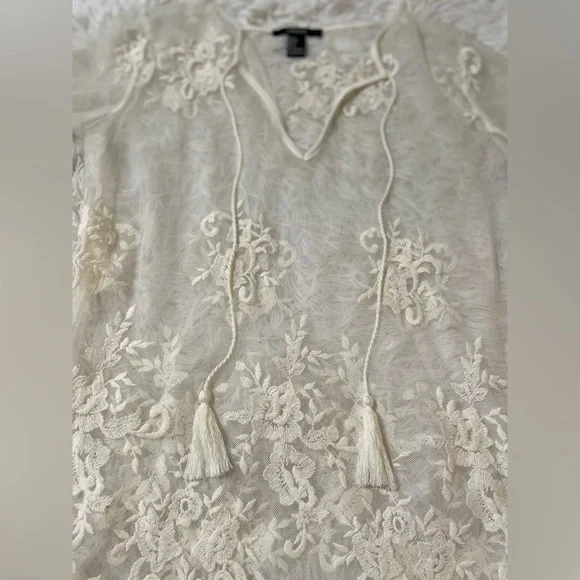 Forever 21 Whimsigoth Y2K Fairy Boho Festival Ethereal Western Resort Lace Top S - Picture 5 of 9